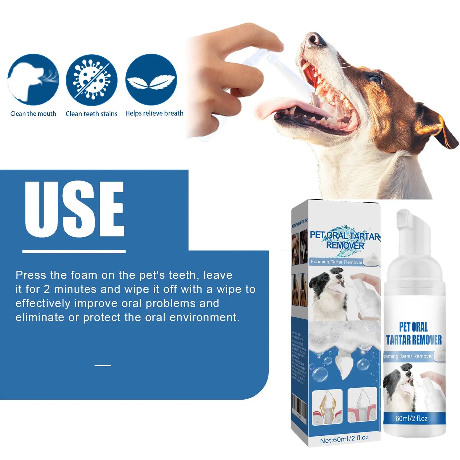 Truerelief PET Dog Oral Care Spray, Vet-Recommended Dog Oral Care Products, No-Brushing Solution for Fresh Breath, Plaque Soften & Tartar Reduction, Gum Redness & Infection Relief, Cleaner Teeth