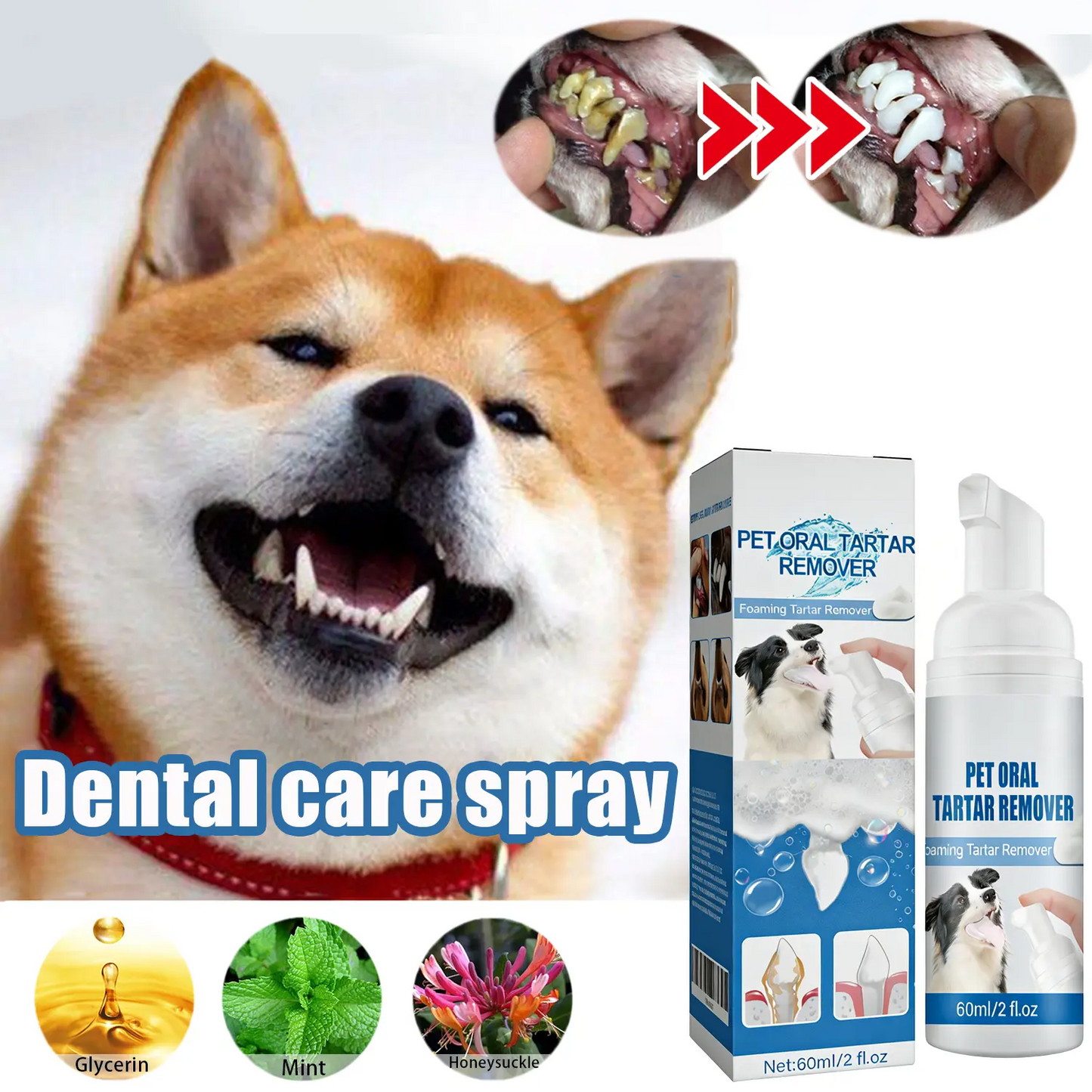 Truerelief PET Dog Oral Care Spray, Vet-Recommended Dog Oral Care Products, No-Brushing Solution for Fresh Breath, Plaque Soften & Tartar Reduction, Gum Redness & Infection Relief, Cleaner Teeth